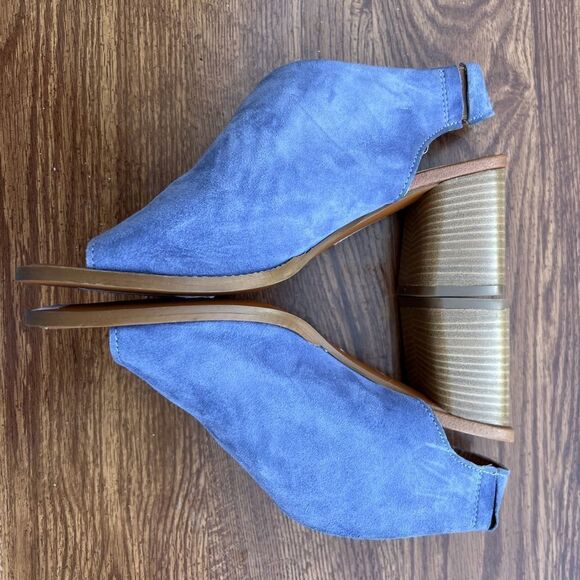 TOPSHOP Sandals Faux Suede Purple Block Heel New Condition Size 37 - Picture 3 of 11